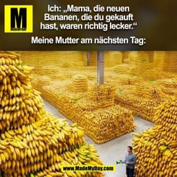 Ich: „Mama, die neuen
Bananen, die du gekauft
hast, waren richtig lecker.“

Meine Mutter am nächsten Tag:
(BILD)