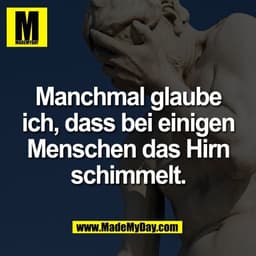 Manchmal glaube
ich, dass bei einigen
Menschen das Hirn
schimmelt.
