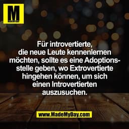 Für introvertierte,
die neue Leute kennenlernen
möchten, sollte es eine Adoptions-
stelle geben, wo Extrovertierte
hinge