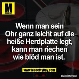 Wenn man sein
Ohr ganz leicht auf die
heiße Herdplatte legt,
kann man riechen
wie blöd man ist.