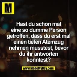 Hast du schon mal
eine so dumme Person
getroffen, dass du erst mal
einen tiefen Atemzug
nehmen musstest, bevor
du ihr an