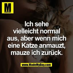 Ich sehe
vielleicht normal
aus, aber wenn mich
eine Katze anmauzt,
mauze ich zurück.