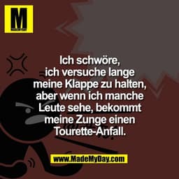 Ich schwöre,
ich versuche lange
meine Klappe zu halten,
aber wenn ich manche
Leute sehe, bekommt
meine Zunge einen
Toure