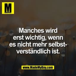 Manches wird
erst wichtig, wenn
es nicht mehr selbst-
verständlich ist.