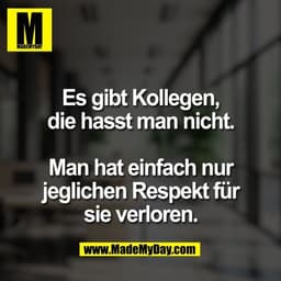 Es gibt Kollegen,
die hasst man nicht.

Man hat einfach nur
jeglichen Respekt für
sie verloren.