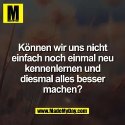 Können wir uns nicht
einfach noch einmal neu
kennenlernen und
diesmal alles besser
machen?