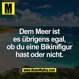 Dem Meer ist
es übrigens egal,
ob du eine Bikinifigur
hast oder nicht.