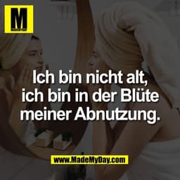 Ich bin nicht alt,
ich bin in der Blüte
meiner Abnutzung.