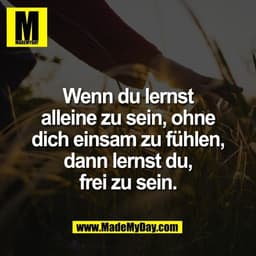 Wenn du lernst
alleine zu sein, ohne
dich einsam zu fühlen,
dann lernst du,
frei zu sein.