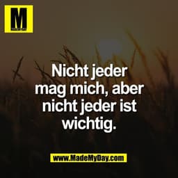 Nicht jeder
mag mich, aber
nicht jeder ist
wichtig.