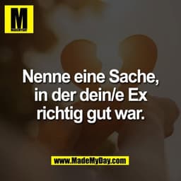 Nenne eine Sache,
in der dein/e Ex
richtig gut war.