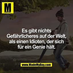 Es gibt nichts
Gefährlicheres auf der Welt,
als einen Idioten, der sich
für ein Genie hält.