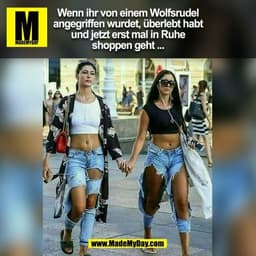 Wenn ihr von einem Wolfsrudel
angegriffen wurdet, überlebt habt
und jetzt erst mal in Ruhe
shoppen geht ...

(BILD)