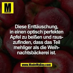 Diese Enttäuschung,
in einen optisch perfekten
Apfel zu beißen und raus-
zufinden, dass das Teil
mehliger als die Weih-
