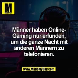 Männer haben Online-
Gaming nur erfunden,
um die ganze Nacht mit
anderen Männern zu
telefonieren.