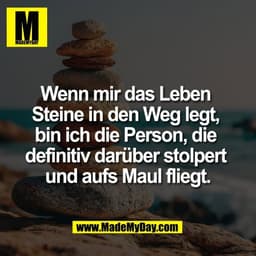 Wenn mir das Leben 
Steine in den Weg legt, 
bin ich die Person, die 
definitiv darüber stolpert 
und aufs Maul fliegt.