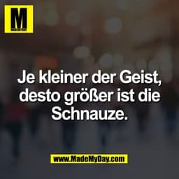 Je kleiner der Geist,
desto größer ist die
Schnauze.
