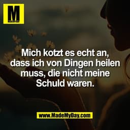 Mich kotzt es echt an,
dass ich von Dingen heilen
muss, die nicht meine
Schuld waren.