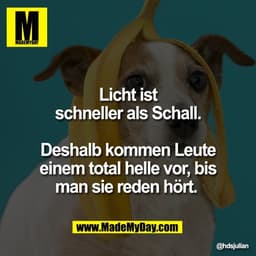 Licht ist
schneller als Schall.

Deshalb kommen Leute
einem total helle vor, bis
man sie reden hört.