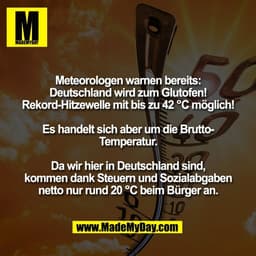 Meteorologen warnen bereits:
Deutschland wird zum Glutofen!
Rekord-Hitzewelle mit bis zu 42 °C möglich!

Es handelt sich