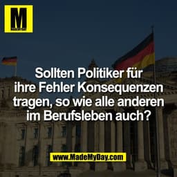 Sollten Politiker für
ihre Fehler Konsequenzen
tragen, so wie alle anderen
im Berufsleben auch?