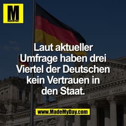 Laut aktueller
Umfrage haben drei
Viertel der Deutschen
kein Vertrauen in
den Staat.