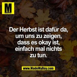 Der Herbst ist dafür da,
um uns zu zeigen,
dass es okay ist,
einfach mal nichts
zu tun.