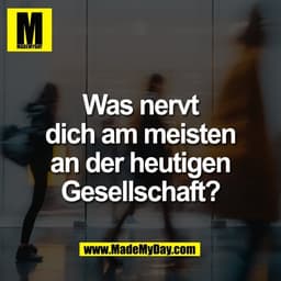 Was nervt
dich am meisten
an der heutigen
Gesellschaft?