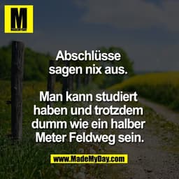 Abschlüsse 
sagen nix aus. 

Man kann studiert 
haben und trotzdem 
dumm wie ein halber 
Meter Feldweg sein.