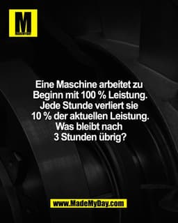 Eine Maschine arbeitet zu
Beginn mit 100% Leistung.
Jede Stunde verliert sie
10 % der aktuellen Leistung.
Was bleibt nac