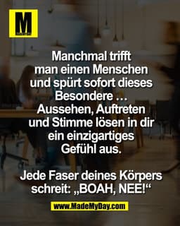Manchmal trifft
man einen Menschen
und spürt sofort dieses
Besondere …
Aussehen, Auftreten
und Stimme lösen in dir
ein e