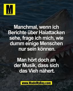 Manchmal, wenn ich 
Berichte über Haiattacken 
sehe, frage ich mich, wie 
dumm einige Menschen 
nur sein können.

Man hö
