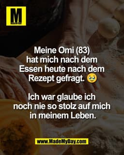 Meine Omi (83) 
hat mich nach dem 
Essen heute nach dem 
Rezept gefragt. 🥹

Ich war glaube ich 
noch nie so stolz auf m
