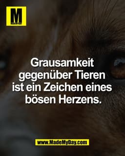 Grausamkeit 
gegenüber Tieren 
ist ein Zeichen eines 
bösen Herzens.