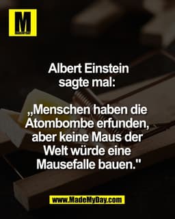 Albert Einstein
sagte mal: 

„Menschen haben die 
Atombombe erfunden, 
aber keine Maus der 
Welt würde eine 
Mausefalle 