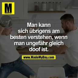 Man kann sich übrigens am besten verstehen, wenn man ungefähr gleich doof ist.