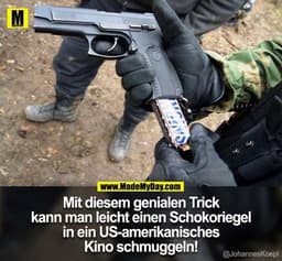 Mit diesem genialen Trick kann man leicht einen Schokoriegel in ein US-amerikanisches Kino schmuggeln!