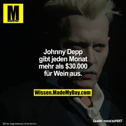 Johnny Depp gibt jeden Monat mehr als $30.000 für Wein aus.