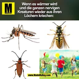 Wenn es wärmer wird
und die ganzen nervigen
Kreaturen wieder aus ihren
Löchern kriechen: