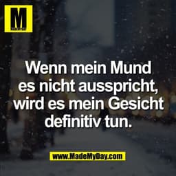Wenn mein Mund
es nicht ausspricht,
wird es mein Gesicht
definitiv tun.