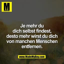 Je mehr du
dich selbst findest,
desto mehr wirst du dich
von manchen Menschen
entfernen.