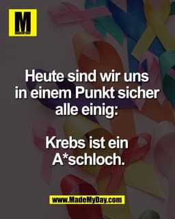 Heute sind wir uns
in einem Punkt sicher
alle einig:
Krebs ist ein
A*schloch.
