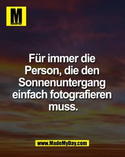 Für immer die
Person, die den
Sonnenuntergang
einfach fotografieren
muss.