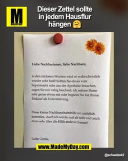 Dieser Zettel sollte
in jedem Hausflur
hängen 🤗